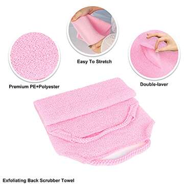 Back Scrubber for Shower，WOVTE 2 Pack Stretchable Nylon Exfoliating Body Scrubber Washcloth Towel ...