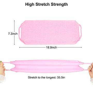 Back Scrubber for Shower，WOVTE 2 Pack Stretchable Nylon Exfoliating Body Scrubber Washcloth Towel Deep Cleans Skin Massages Blood Circulation Back Washer for Shower Men Women
