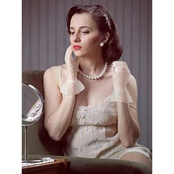 Geyoga 6 Pairs Lace Polka Dot Gloves - Tea Party Elegance