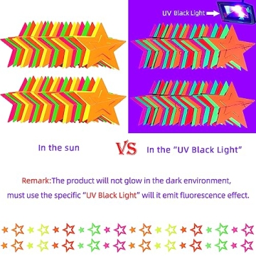 Neon Star Streamer Garland - UV Reactive Party Decor