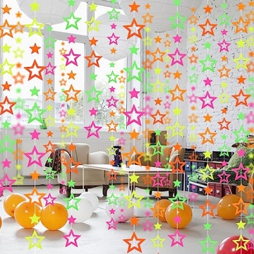 Neon Star Streamer Garland - UV Reactive Party Decor
