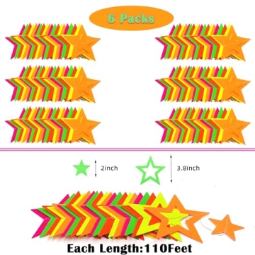 Neon Star Streamer Garland - UV Reactive Party Decor