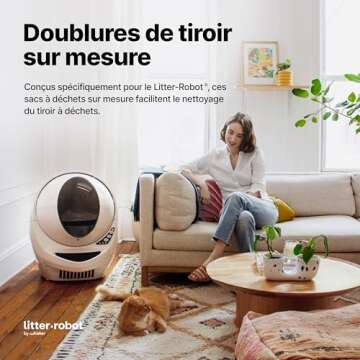 Litter-Robot Waste Drawer Liners by Whisker, 50 Pack - Litter Box Liners, Custom Fit for Litter-Robo...