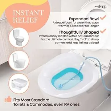 Sitz Bath for Postpartum Recovery - Use w/Salts Sitz Bath for Hemorrhoids Women, Yoni Steamer Pot, Yoni Steam Seat, Vagina Steamer, Care & Relief for Adults, Foldable, Deep Bowl, Sprayer, Drain Holes