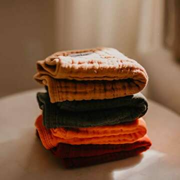 Parker Baby Co. Muslin Burp Cloths, 100% Cotton Burping Clothes, Newborn Essential, Must-Have Baby Registry, Modern and Trendy Colors, 20x11 Unisex Large Baby Burp Cloths, Pack of 4