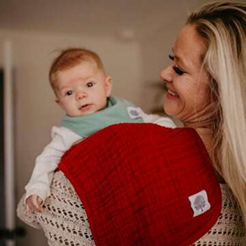 Parker Baby Co. Muslin Burp Cloths, 100% Cotton Burping Clothes, Newborn Essential, Must-Have Baby Registry, Modern and Trendy Colors, 20x11 Unisex Large Baby Burp Cloths, Pack of 4