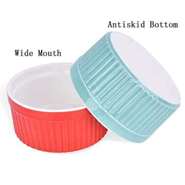 8 oz Porcelain Ramekins, SZUAH Baking Ramekins for Souffle, Creme Brulee and Ice Cream(Set of 6, Assorted Colors)