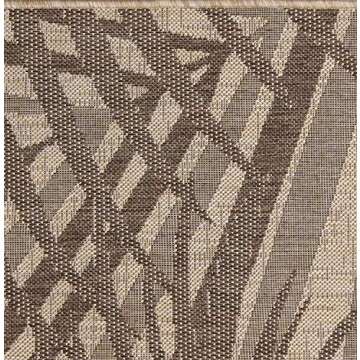 Gertmenian Indoor Outdoor Area Rug, Classic Flatweave, Washable, Stain & UV Resistant Carpet, Deck, Patio, Poolside & Mudroom, 5x7 Ft Standard, Royal Palm Leaf, Tan