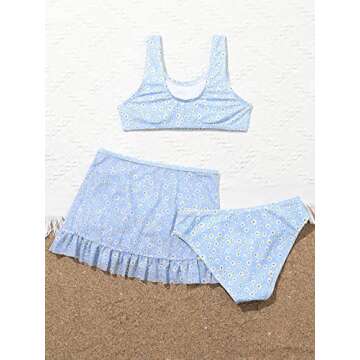 SOLY HUX Girls Floral Bikini with Cover Up for Summer