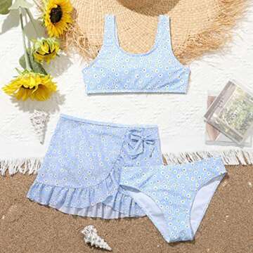 SOLY HUX Girls Floral Bikini with Cover Up for Summer