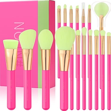 Docolor 18 Pcs Neon Pink Makeup Brushes Set - Vegan & Stylish