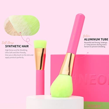 Docolor 18 Pcs Neon Pink Makeup Brushes Set - Vegan & Stylish