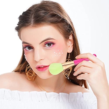 Docolor 18 Pcs Neon Pink Makeup Brushes Set - Vegan & Stylish