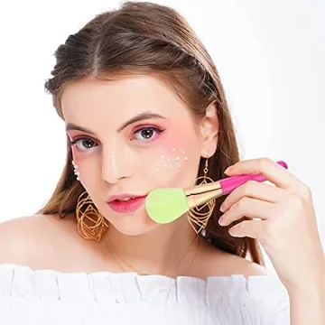 Docolor 18 Pcs Neon Pink Makeup Brushes Set - Vegan & Stylish