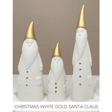 Christmas Gnome Santa Claus Statue Figurine, Decorative Ceramic Santa Clause Christmas Xmas Ornament Home Decor Accents Collectible Santas Figurine Sculpture, Winter Table Mantel Fireplace Ornament