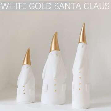 Christmas Gnome Santa Claus Statue Figurine, Decorative Ceramic Santa Clause Christmas Xmas Ornament Home Decor Accents Collectible Santas Figurine Sculpture, Winter Table Mantel Fireplace Ornament