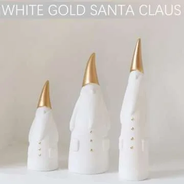 Christmas Gnome Santa Claus Statue Figurine, Decorative Ceramic Santa Clause Christmas Xmas Ornament Home Decor Accents Collectible Santas Figurine Sculpture, Winter Table Mantel Fireplace Ornament