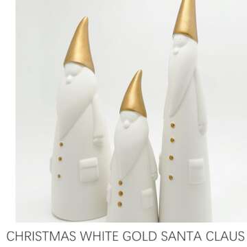 Christmas Gnome Santa Claus Statue Figurine, Decorative Ceramic Santa Clause Christmas Xmas Ornament Home Decor Accents Collectible Santas Figurine Sculpture, Winter Table Mantel Fireplace Ornament