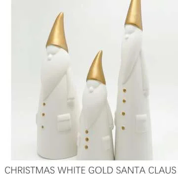 Christmas Gnome Santa Claus Statue Figurine, Decorative Ceramic Santa Clause Christmas Xmas Ornament Home Decor Accents Collectible Santas Figurine Sculpture, Winter Table Mantel Fireplace Ornament