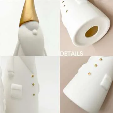 Christmas Gnome Santa Claus Statue Figurine, Decorative Ceramic Santa Clause Christmas Xmas Ornament Home Decor Accents Collectible Santas Figurine Sculpture, Winter Table Mantel Fireplace Ornament