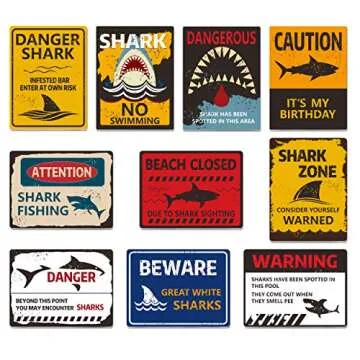 Hebayy Shark Zone Party Signs Ocean Themed Decorations