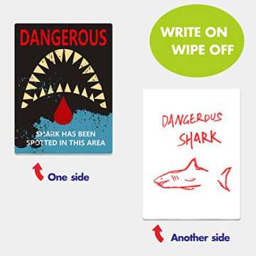 Hebayy 10 Designs Shark Zone Party Wall Decorations Signs for Ocean Theme Birthday Party Supplies in Horizontal and Vertical Design (Each Measures 6” X 7.9”)
