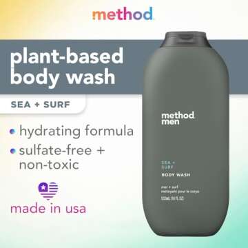 Method Men Body Wash, Sea + Surf, Paraben and Phthalate Free, 18 fl oz (Pack of 1)