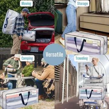 VENO 8 Pack Moving Bags w/Backpack Straps, Moving Boxes & Storage Bins Alternative, Packing Supplies, Camping Accessories Totes for Storage, Dorm Room Essentials Storage Bags (Clear, 8 Pack)