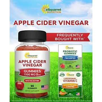 aSquared Nutrition Apple Cider Vinegar Gummies - 1500mg with The Mother - 90 ACV Gummies w/Vitamin B6 & B12, Folic Acid - Vegan Gummy Supplement Alternative to Capsules Pills & Drink