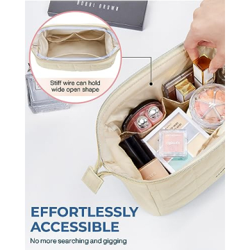 BAGSMART Makeup Bag - Stylish Cosmetic Organizer for Travel