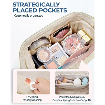 BAGSMART Makeup Bag - Stylish Cosmetic Organizer for Travel