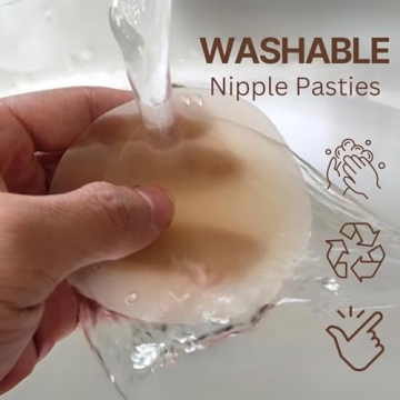 Chandler Nipple Cover - Pair of Silicone Nipple Pasties For Women - Sticky Adhesive Breast Pads, Sticky Nipple Bra (Light Brown)