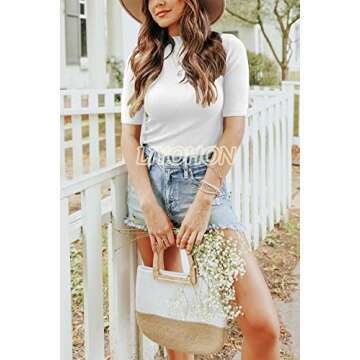 LIYOHON Womens Tops Dressy Casual Mock Turtleneck Business Short Sleeve T Shirts Going Out Tops 2025...