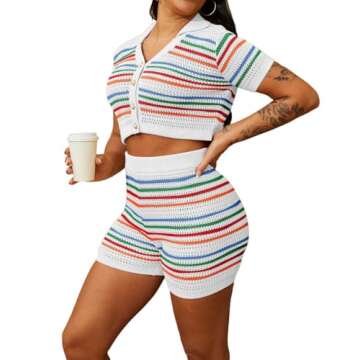 Women's 2 Piece Crochet Summer Outfit - Stylish & Comfy