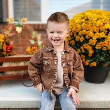 GOOCHEER Toddler Kids Baby Boy Girl Denim Jacket Long Sleeve Button Down Jean Jacket Unisex Fall Spr...