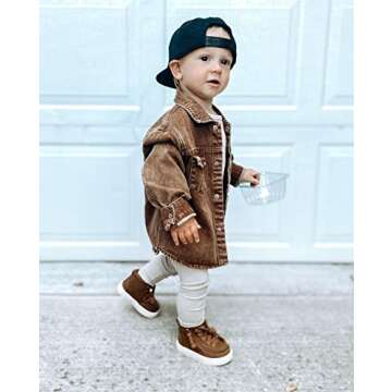 GOOCHEER Toddler Kids Baby Boy Girl Denim Jacket Long Sleeve Button Down Jean Jacket Unisex Fall Spring Coat Outerwear (Vintage Brown, 2-3 Years)