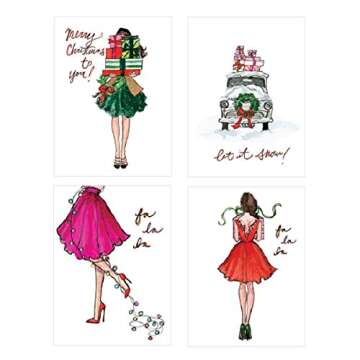 Stylish Graphique Christmas Cards | 20 Assorted Designs | Chic Holiday Greetings in a Boxed Set
