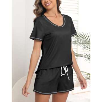 Ekouaer Women's Short Sleeve Pajama Sets with Pockets