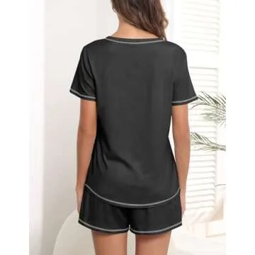 Ekouaer Women's Short Sleeve Pajama Sets with Pockets