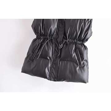 MJORI Women's Faux Leather Puffer Vest Sleeveless Jacket