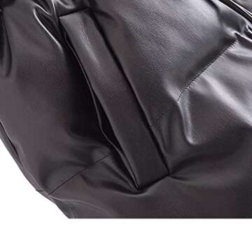 MJORI Women's Faux Leather Puffer Vest Sleeveless Jacket