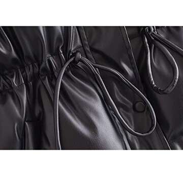 MJORI Women's Faux Leather Puffer Vest Sleeveless Jacket