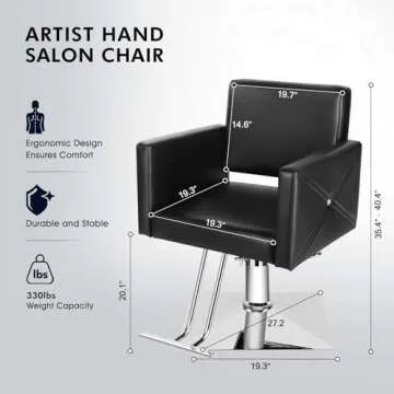 Artist Hand Salon Chair for Hair Stylist, Stylist Chair with Heavy Duty Hydraulic Pump, 360 Degrees Rolling Swivel Spa Beauty Equipment for Hair Stylist Women Man, Max Load Weight 330 Lbs