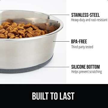 Stainless Steel Dog Bowl Set & Silicone Feeding Mat