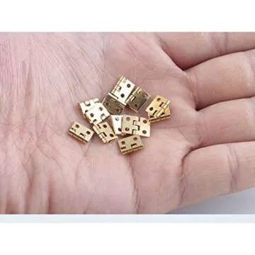 RZDEAL 50 PCS Mini Brass Hinges Hardware 180 Degree Rotation for Dollhouse Miniature Furniture Cabinet Closet(DIY)