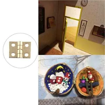 RZDEAL 50 PCS Mini Brass Hinges Hardware 180 Degree Rotation for Dollhouse Miniature Furniture Cabinet Closet(DIY)