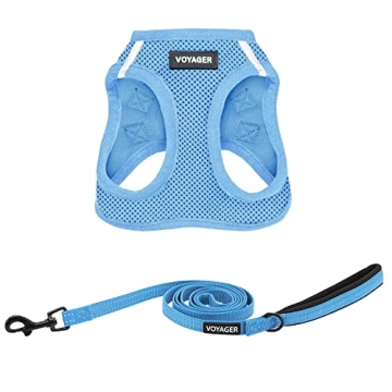 Voyager Step-in Air All Weather Mesh Harness and Reflective Dog 5 ft Leash Combo with Neoprene Handl...