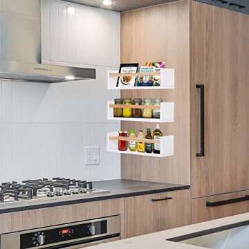 Esonal White Nursery Floating Wall Shelf Décor Shelves for Bedroom Organizer or Kitchen Spice Rack Wall Mount Books Photo Picture Display Ledges 16 Inch Set of 3