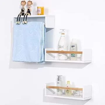 Esonal White Nursery Floating Wall Shelf Décor Shelves for Bedroom Organizer or Kitchen Spice Rack Wall Mount Books Photo Picture Display Ledges 16 Inch Set of 3