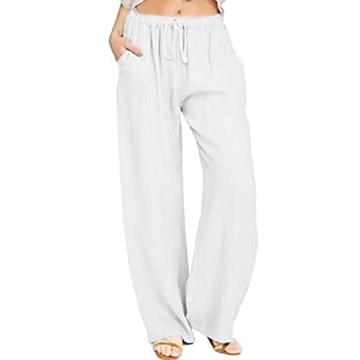 utcoco Women's Cotton Linen High Waisted Pants for Summer